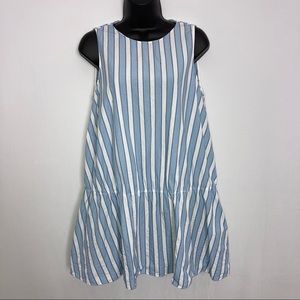 Zara Trafaluc blue white top tunic dress sz M